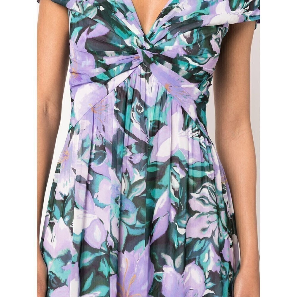 Tadashi Shoji Floral Midi Dress - Blue and Lavender - Picture 5 of 14